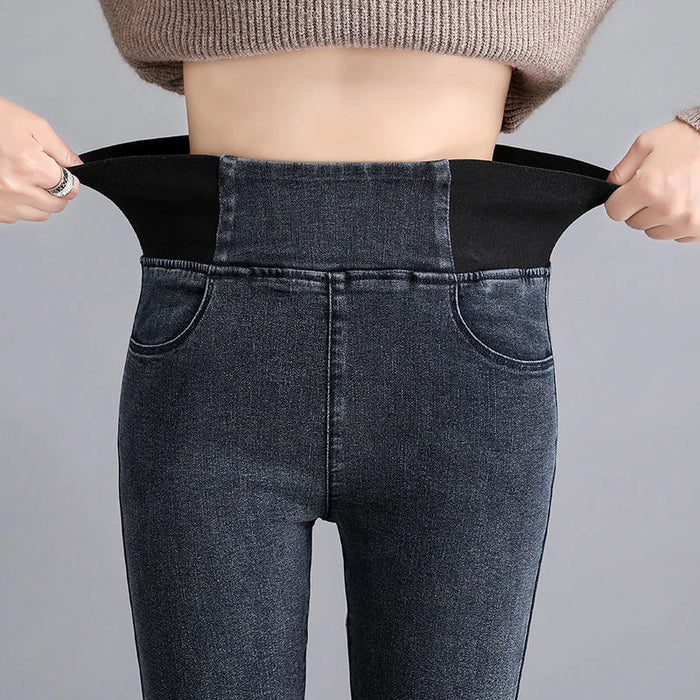 Oversize 26-38 Black Skinny Pencil Jeans Women High Waist Slim Denim Pants Stretch Leggings Casual