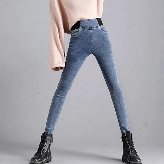 Oversize 26-38 Black Skinny Pencil Jeans Women High Waist Slim Denim Pants Stretch Leggings Casual