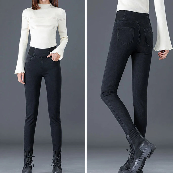 Oversize 26-38 Black Skinny Pencil Jeans Women High Waist Slim Denim Pants Stretch Leggings Casual