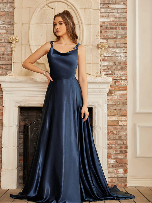 Mint Green Bridesmaid Dresses Side Slit Backless Gown Long Satin Summer Evening Dress For Women