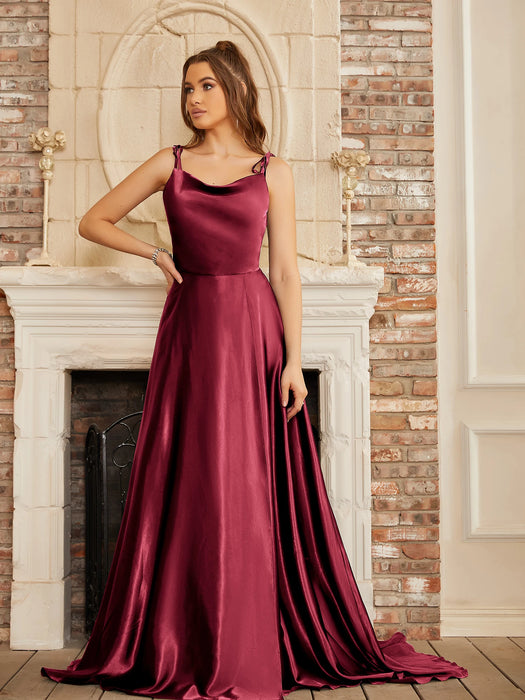 Mint Green Bridesmaid Dresses Side Slit Backless Gown Long Satin Summer Evening Dress For Women