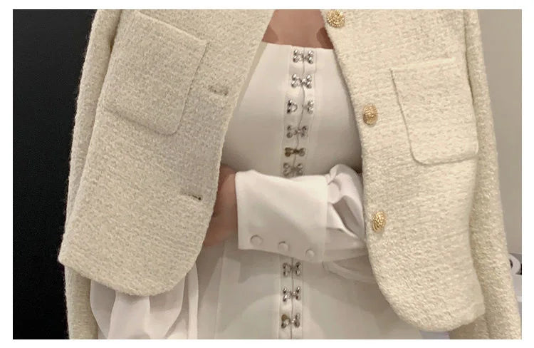 Coat Women Fall Winter Fashion Slim Jacket Female Woolen Short Outerwear Office Lady Top