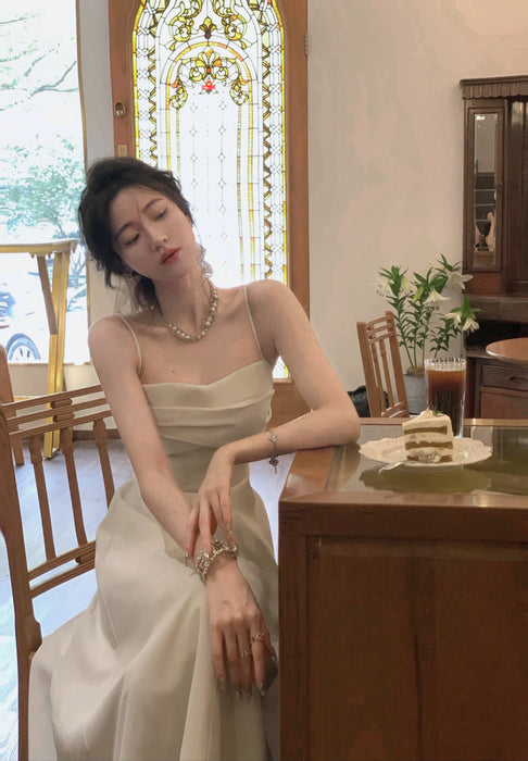 Two Piece Fall Solid Color Dress Woman Ladies Elegant Dress Women White Party Wedding