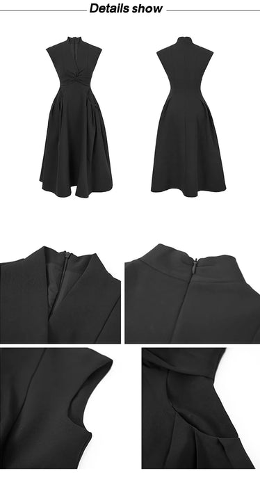 Holiday Party Elegant Women Evening Long Dress Lady Black Formal Chic V-Neck Slim Midi Party Gown