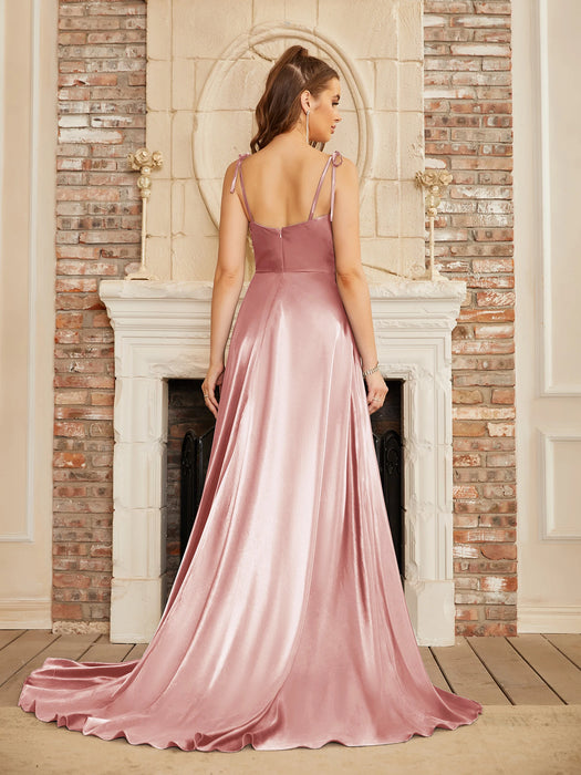 Mint Green Bridesmaid Dresses Side Slit Backless Gown Long Satin Summer Evening Dress For Women
