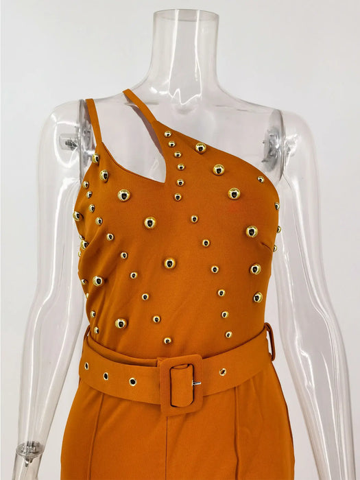 Rhinestone bodycon jumpsuit women summer Pants jumpsuits party club outfits bodysuit overalls