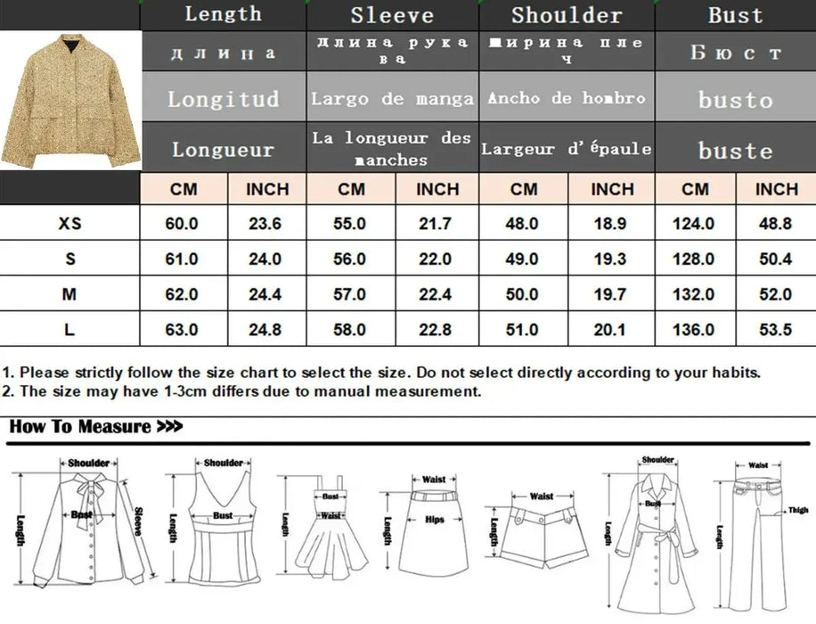 Women Fashion Shiny Sequin Jacket Gold Color Stand Collar Long Sleeve Short Coat Fall Winter Ladies Christmas Outwear
