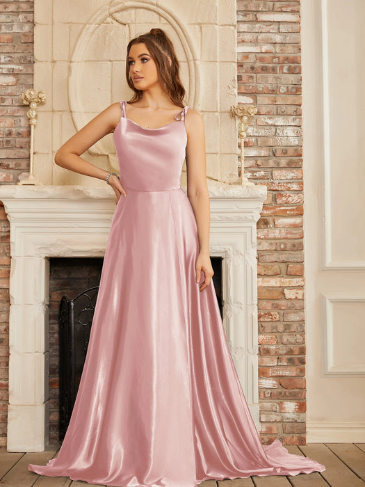 Mint Green Bridesmaid Dresses Side Slit Backless Gown Long Satin Summer Evening Dress For Women