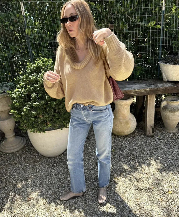 Long Sleeve Loose Knit Sweater Women Winter O Neck Pullovers Casual Warm Knitted Sweaters Tops Femme Knit Pullover Tops