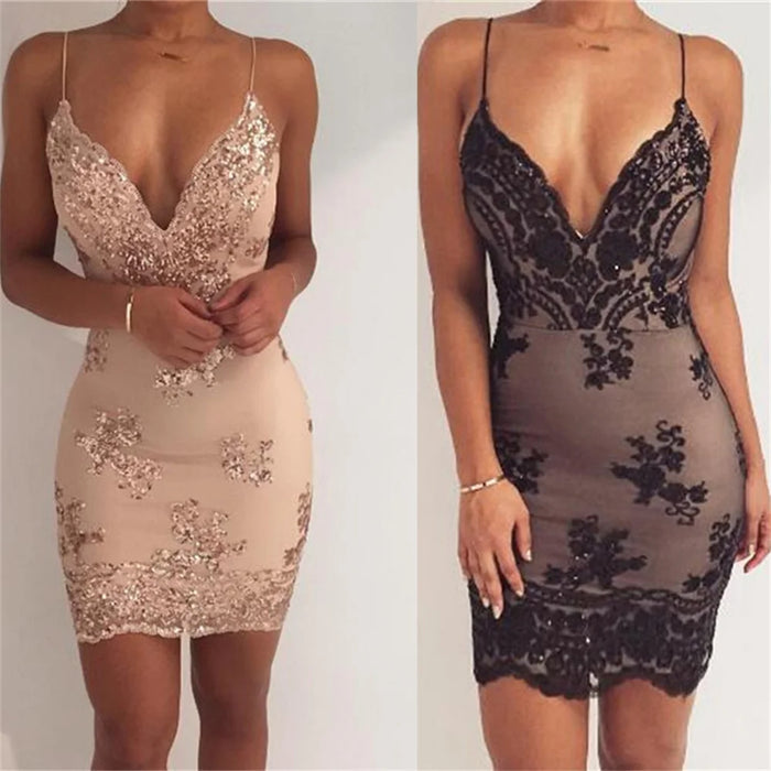 Sequin Summer Dress Women Mini Black bodycon Party dress woman Dresses