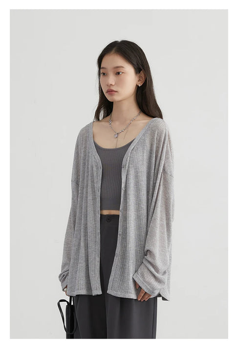 Women's Cardigan New V-neck Long Sleeved Female Shirt Female Jumpers Sun Protection Woman Top Spring Summer SPF