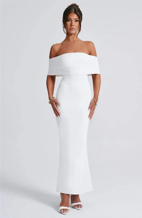 Strapless Backless Sexy Maxi Dress For Women Black Solid Off-shoulder Sleeveless Bodycon Club Party Long Dress Elegant