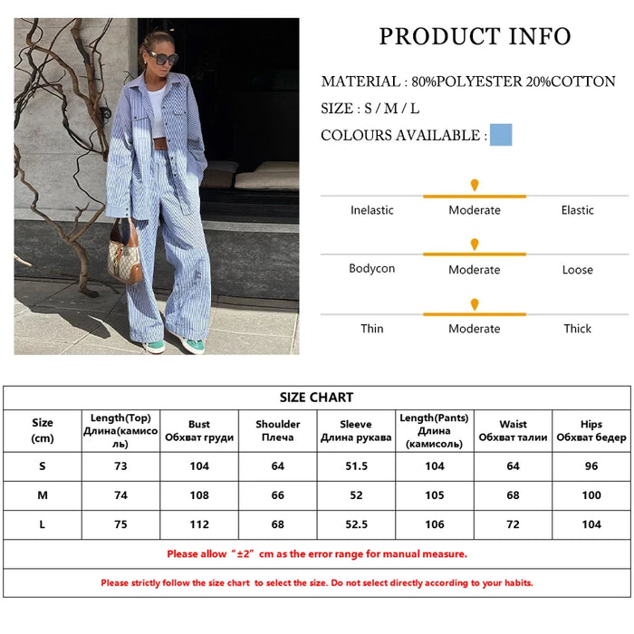 Fashion Long Sleeve Shirt 2 Piece Sets Women Outfit Casual Loose Print Pants Set Elegant High Waist Wide Trousers Suits