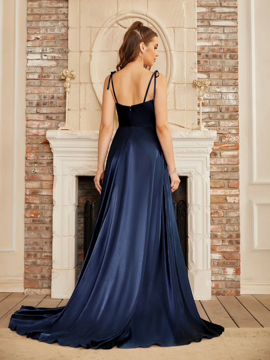 Mint Green Bridesmaid Dresses Side Slit Backless Gown Long Satin Summer Evening Dress For Women