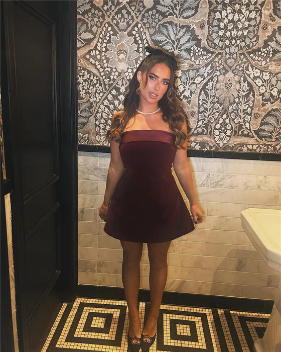 Strapless Backless Sexy Mini Dress Women Fashion With Zipper Off-shoulder Sleeveless A-line Bodycon Club Party Dress