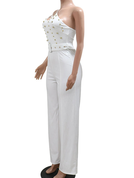Rhinestone bodycon jumpsuit women summer Pants jumpsuits party club outfits bodysuit overalls
