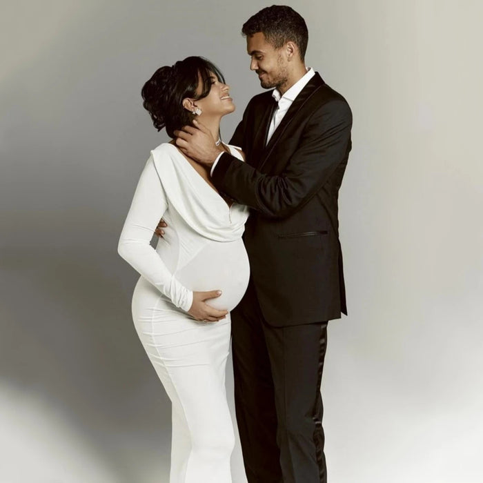 Bodycon Maternity Outfit Full Sleeve Stretchy Baby Shower Long Dresses