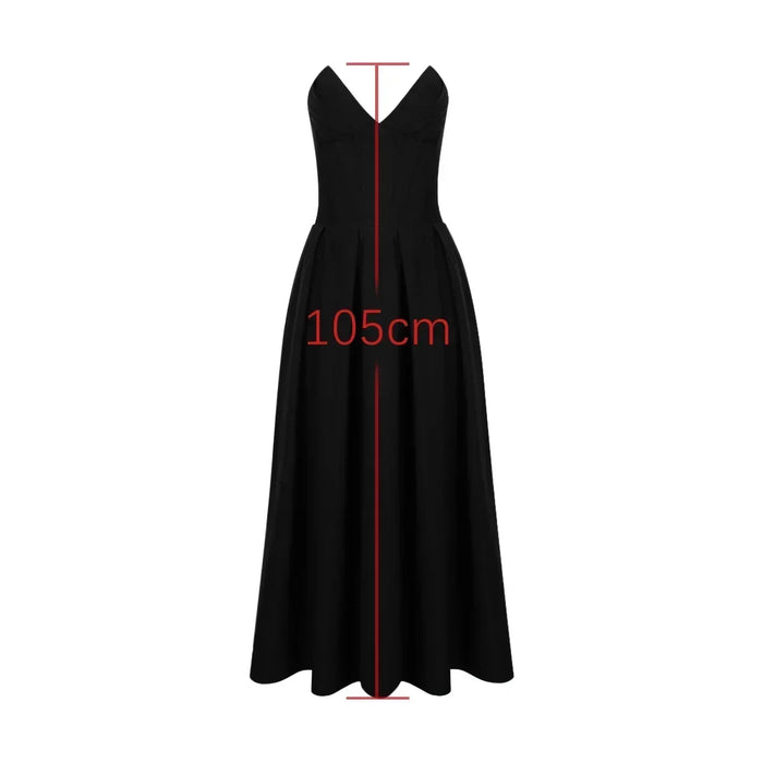 Suninheart Black Elegant Wedding Events Dress Sexy Strapless Corset Dress Midi Christmas Party Dresses for Women
