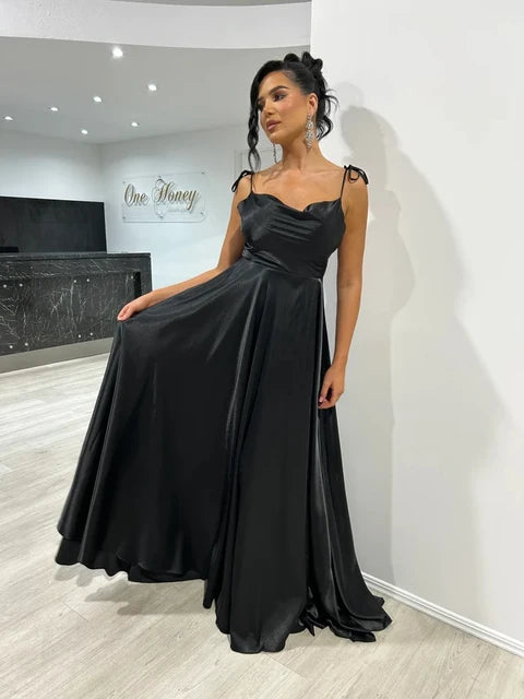 Burgundy Satin Maxi Flared Bridesmaid Dress Slit Sexy Open Back A Line Wedding Evening Gown with Train