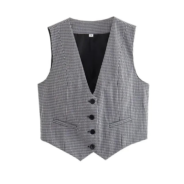 Women Fashion Front Button V Neck Sleeveless Female Chic Vest Tops