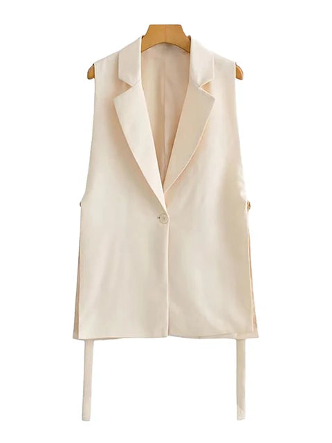 Women Fashion Waistcoat Front Button Female Outerwear Chic Vest Tops