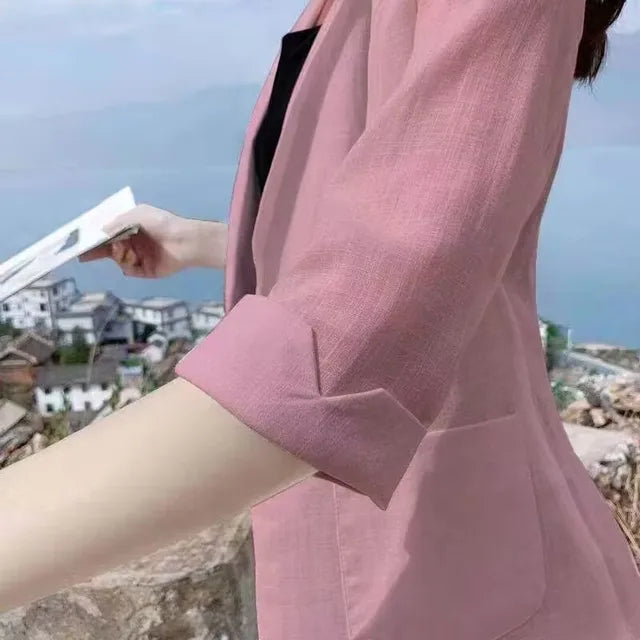 Fashion Women's Jacket Solid Color Yellow Black Cotton Fabric Loose Oversize Coat Spring Summer Jackets Women's Suit