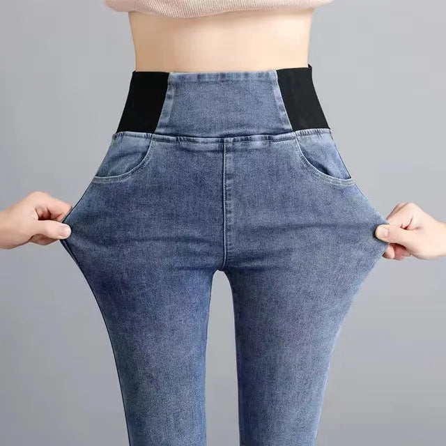 Jeans Oversize 26-38 Slim Denim Pants Women's High Waist Skinny Jean Vintage Wash Pencil Stretch Leggings