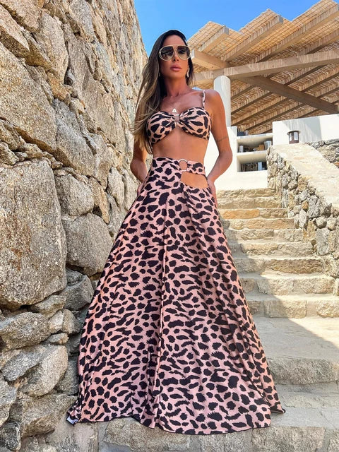 Fashion Sexy Solid Three Piece Bikini Set Padded Bra Tassel High Waist Beach Skirt Swimwear Summer Beach Holiday Bathing Suit