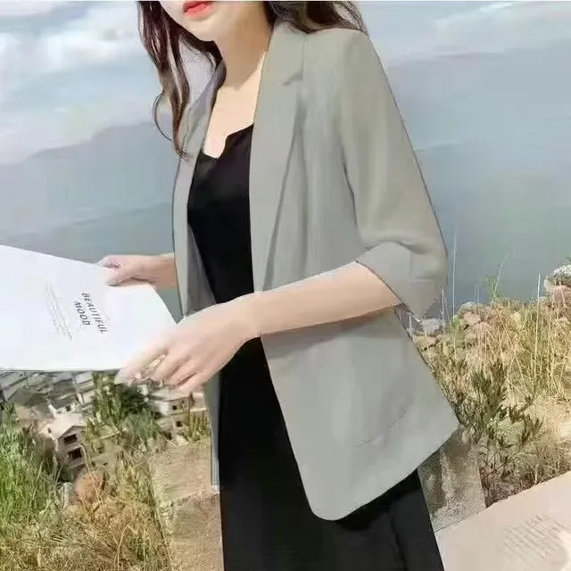 Fashion Women's Jacket Solid Color Yellow Black Cotton Fabric Loose Oversize Coat Spring Summer Jackets Women's Suit