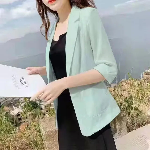 Fashion Women's Jacket Solid Color Yellow Black Cotton Fabric Loose Oversize Coat Spring Summer Jackets Women's Suit