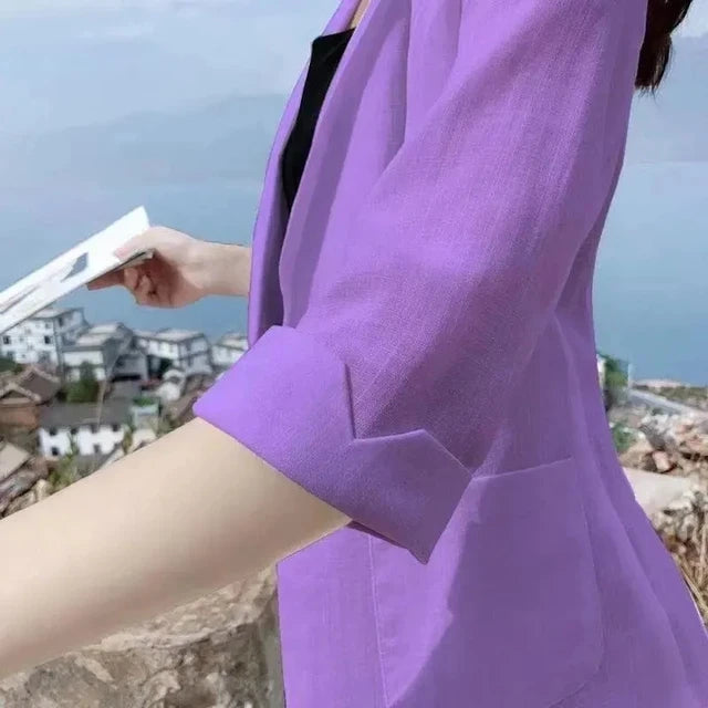 Fashion Women's Jacket Solid Color Yellow Black Cotton Fabric Loose Oversize Coat Spring Summer Jackets Women's Suit