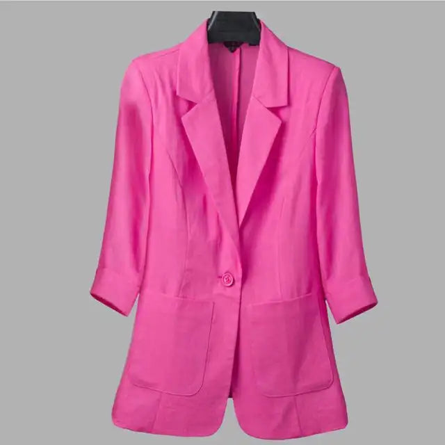 Fashion Women's Jacket Solid Color Yellow Black Cotton Fabric Loose Oversize Coat Spring Summer Jackets Women's Suit