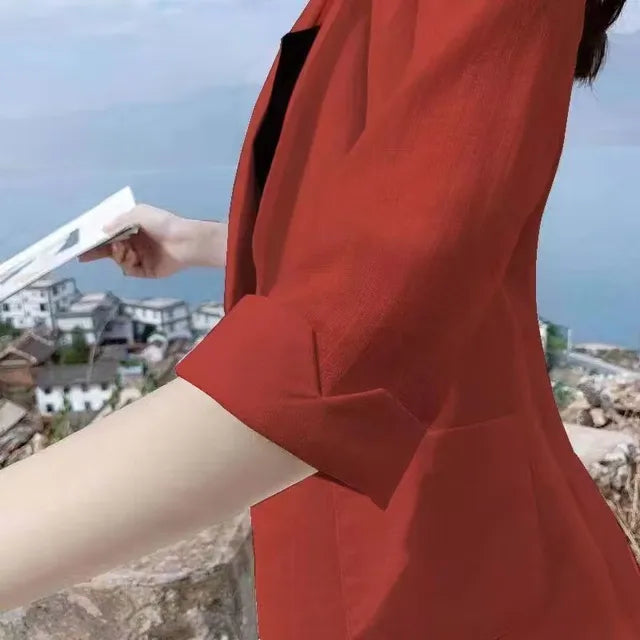 Fashion Women's Jacket Solid Color Yellow Black Cotton Fabric Loose Oversize Coat Spring Summer Jackets Women's Suit