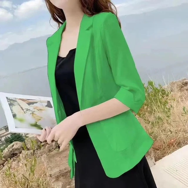 Fashion Women's Jacket Solid Color Yellow Black Cotton Fabric Loose Oversize Coat Spring Summer Jackets Women's Suit