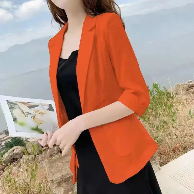 Fashion Women's Jacket Solid Color Yellow Black Cotton Fabric Loose Oversize Coat Spring Summer Jackets Women's Suit