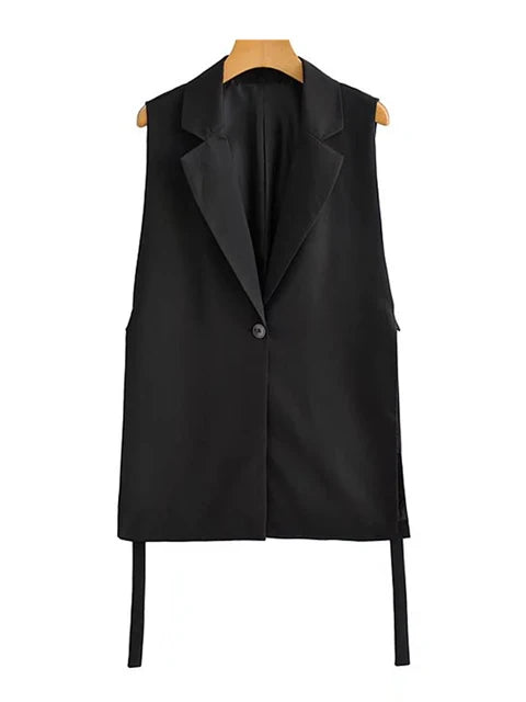 Women Fashion Waistcoat Front Button Female Outerwear Chic Vest Tops