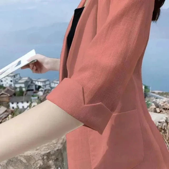 Fashion Women's Jacket Solid Color Yellow Black Cotton Fabric Loose Oversize Coat Spring Summer Jackets Women's Suit