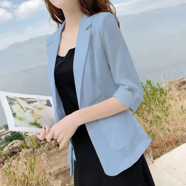 Fashion Women's Jacket Solid Color Yellow Black Cotton Fabric Loose Oversize Coat Spring Summer Jackets Women's Suit