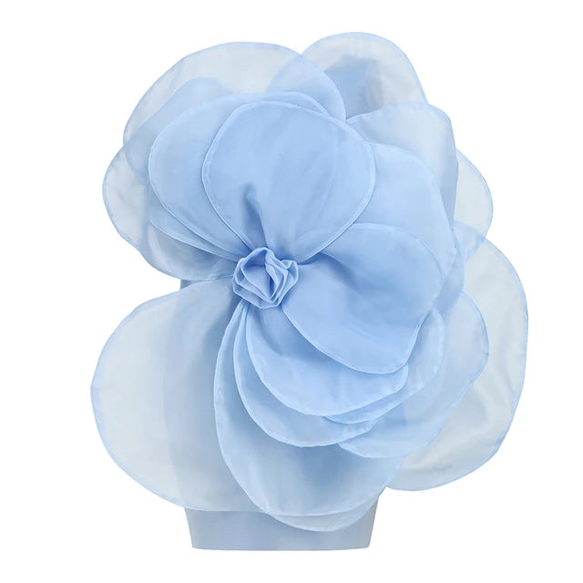 New Style White Oblique Shoulder Decorative Flower Dress Women's Wedding Party One Shoulder dress