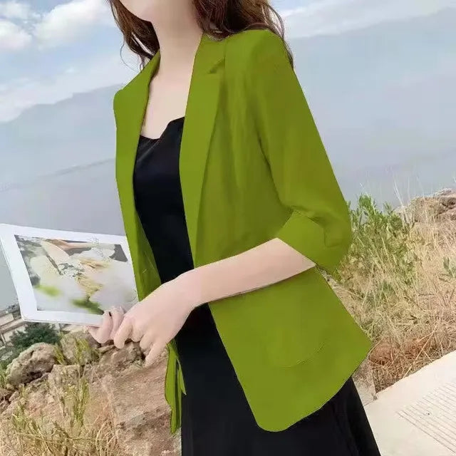 Fashion Women's Jacket Solid Color Yellow Black Cotton Fabric Loose Oversize Coat Spring Summer Jackets Women's Suit