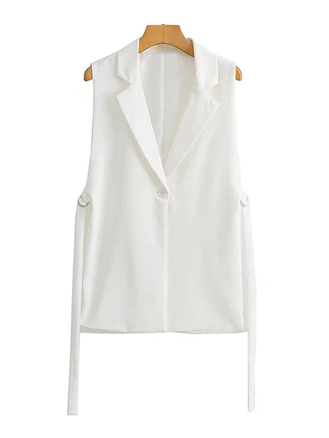Women Fashion Waistcoat Front Button Female Outerwear Chic Vest Tops