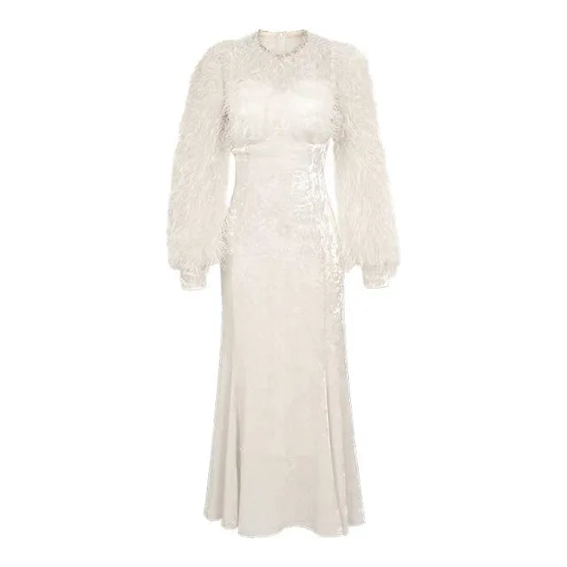 Christmass Party Elegant Luxury Mermaid Dress Women Clothes Chic Casual Sweet Puff Sleeve Skinny Midi Party Birthday Holiday