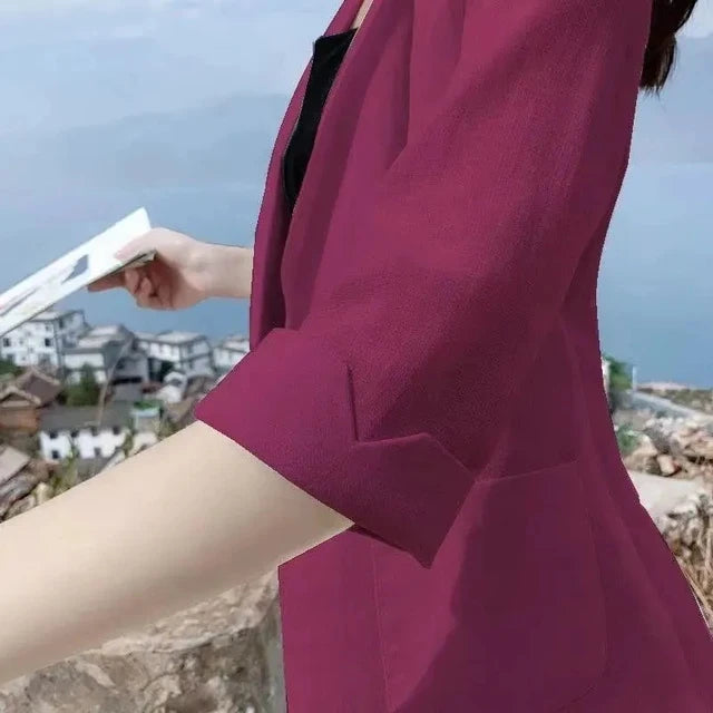 Fashion Women's Jacket Solid Color Yellow Black Cotton Fabric Loose Oversize Coat Spring Summer Jackets Women's Suit