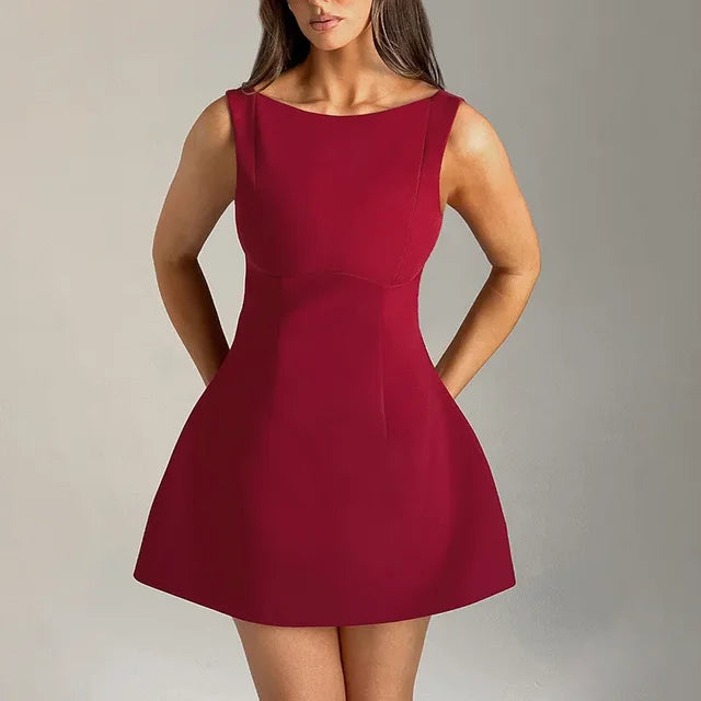 Sleeveless Sexy Strapless Mini Dress Solid Patchwork High Waist Summer Fashion Female Bodycon Vacation Dress