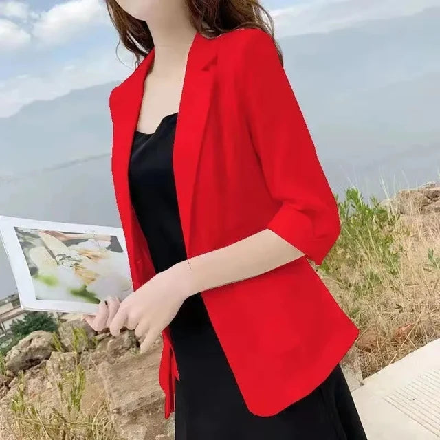 Fashion Women's Jacket Solid Color Yellow Black Cotton Fabric Loose Oversize Coat Spring Summer Jackets Women's Suit