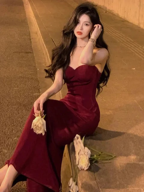 Designer Fashion Sexy Slim Fit Bodycon Dress for Women Long Party Club Prom Evening Strap Midi Dresses
