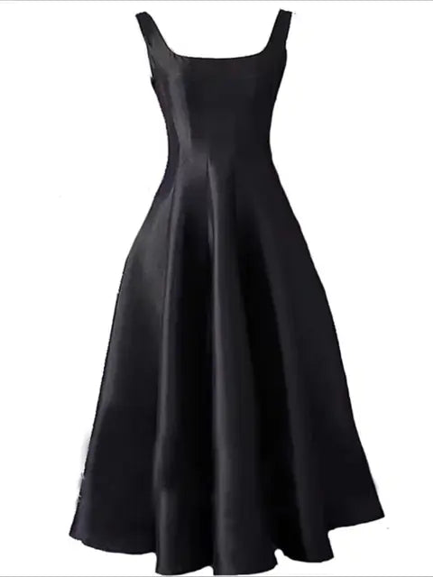 Sexy Evening Thick Satin Women's Spaghetti Strap Party Ball Gown Slash Neck Backless Prom Cocktail Dresses