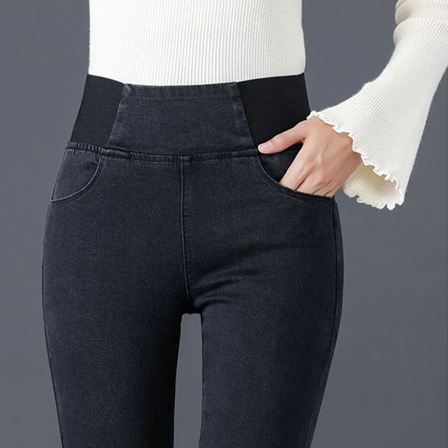 Oversize 26-38 Black Skinny Pencil Jeans Women High Waist Slim Denim Pants Stretch Leggings Casual