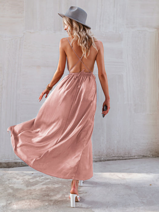 Crisscross Split Spaghetti Strap Maxi Dress