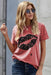 Women's T-Shirt Leopard Lip Distressed T-Shirt AwsomU